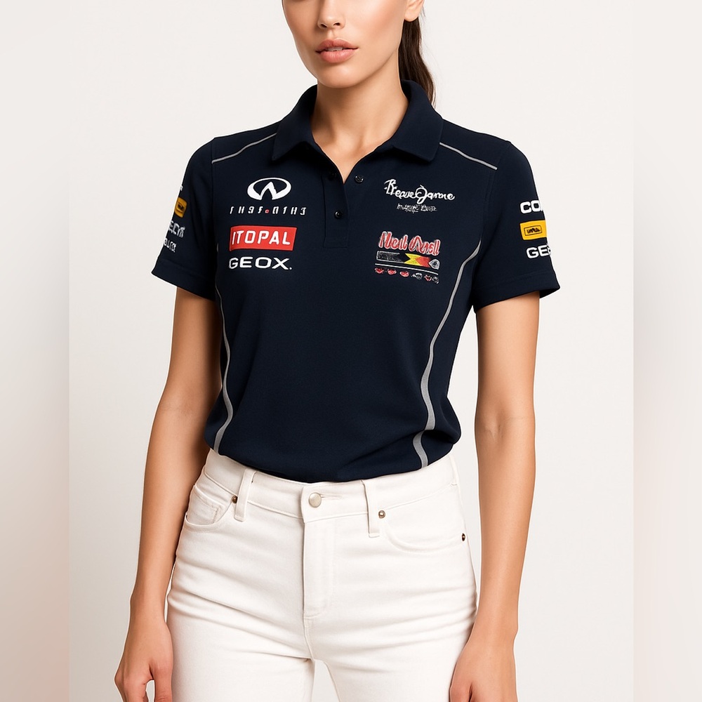 Red Bull Racing Navy Blue Polo Shirt for Women - Small